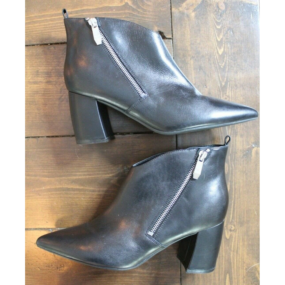Marc Fisher Black Leather Booties Zipper Size 8